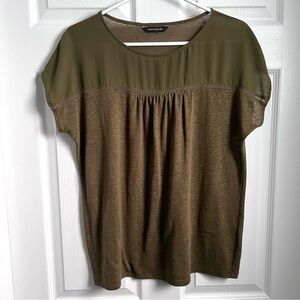 3/25$💥 Banana Republic blouse top green Women Large short sleeve crew neck tee